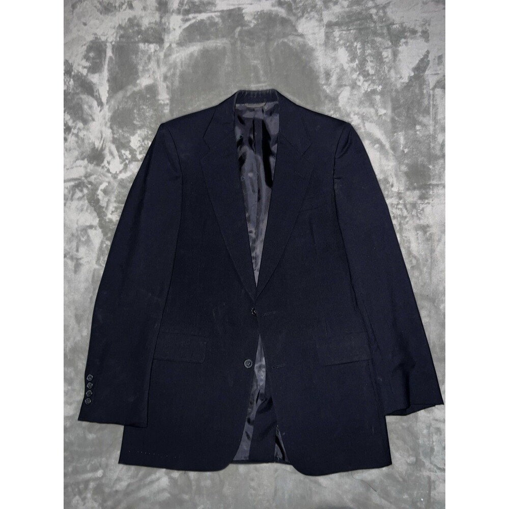 Vintage 90s Christian Dior Monsieur Pleated Wool Size 40R Blue Single Breasted